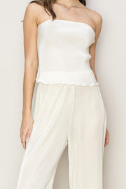 SET-PLEATED TUBE TOP AND PANTS SET