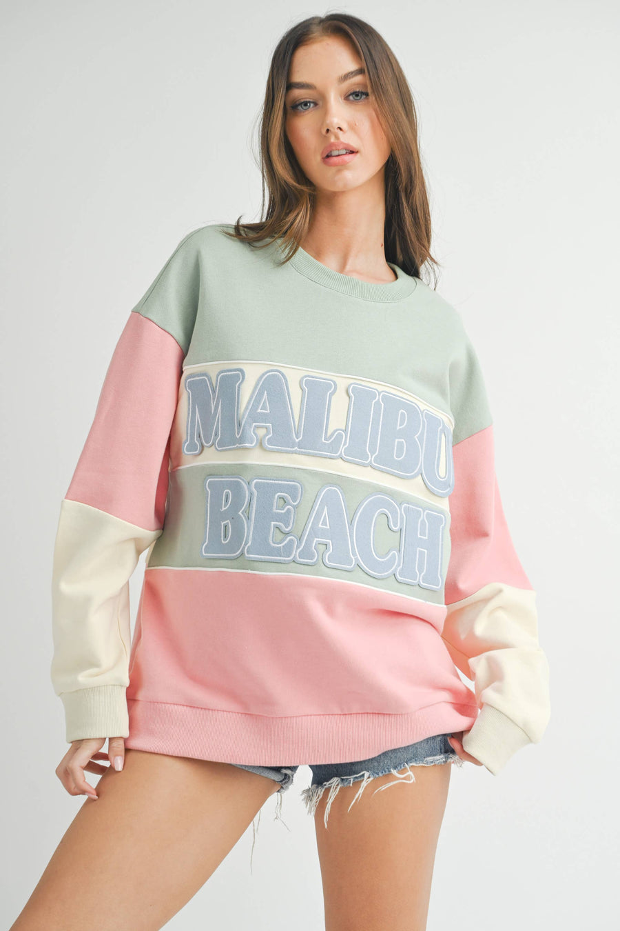 PATCH COLORBLOCK OVERSIZED SWEATSHIRT