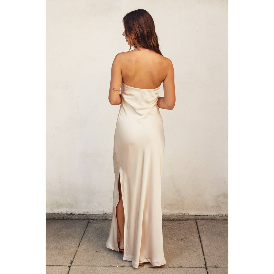 Life Of A Party Strapless Bias Cut Maxi Dress