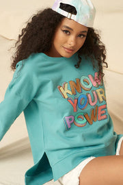 Know Your Power Vintage Washed Graphic Sweatshirt