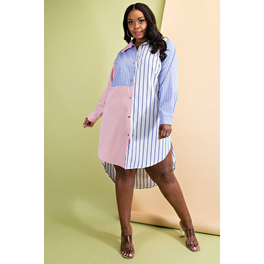 PS MIX-MATCH BUTTON DOWN SHIRT DRESS