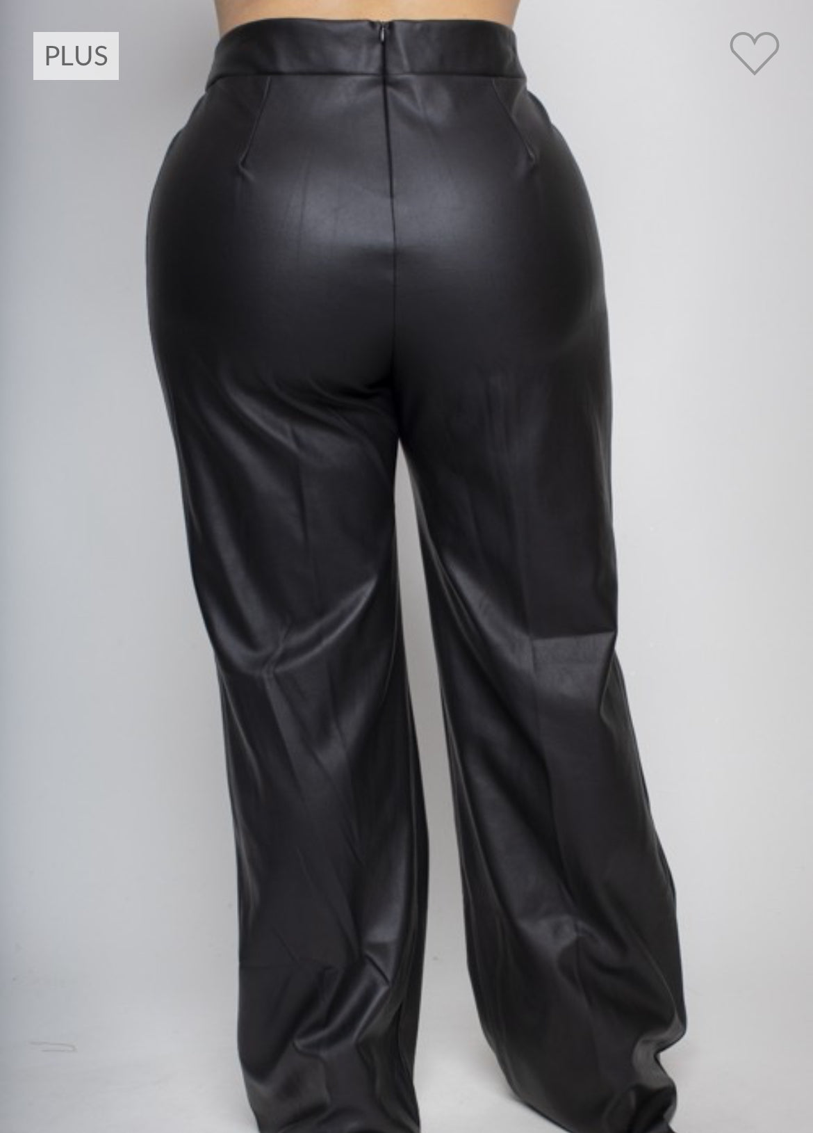 PLUS SIZE PU LEATHER WIDE LEG PANTS - Thepopupshopli