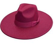 Premium Vegan Felt Fedora Hat Wide Brim with Matching Band - Thepopupshopli