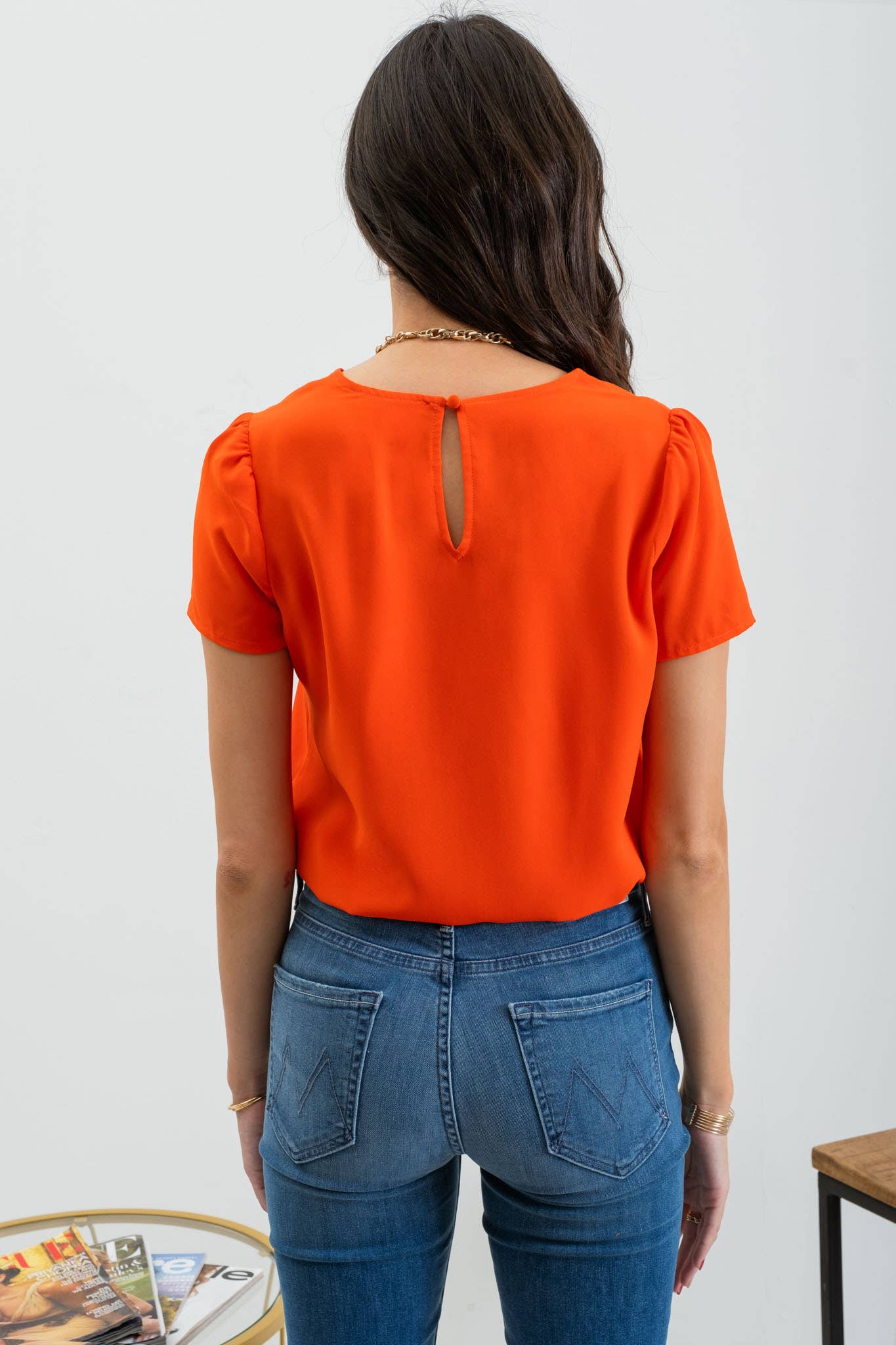 PLUS SOLID FRONT PLEATED WOVEN TOP