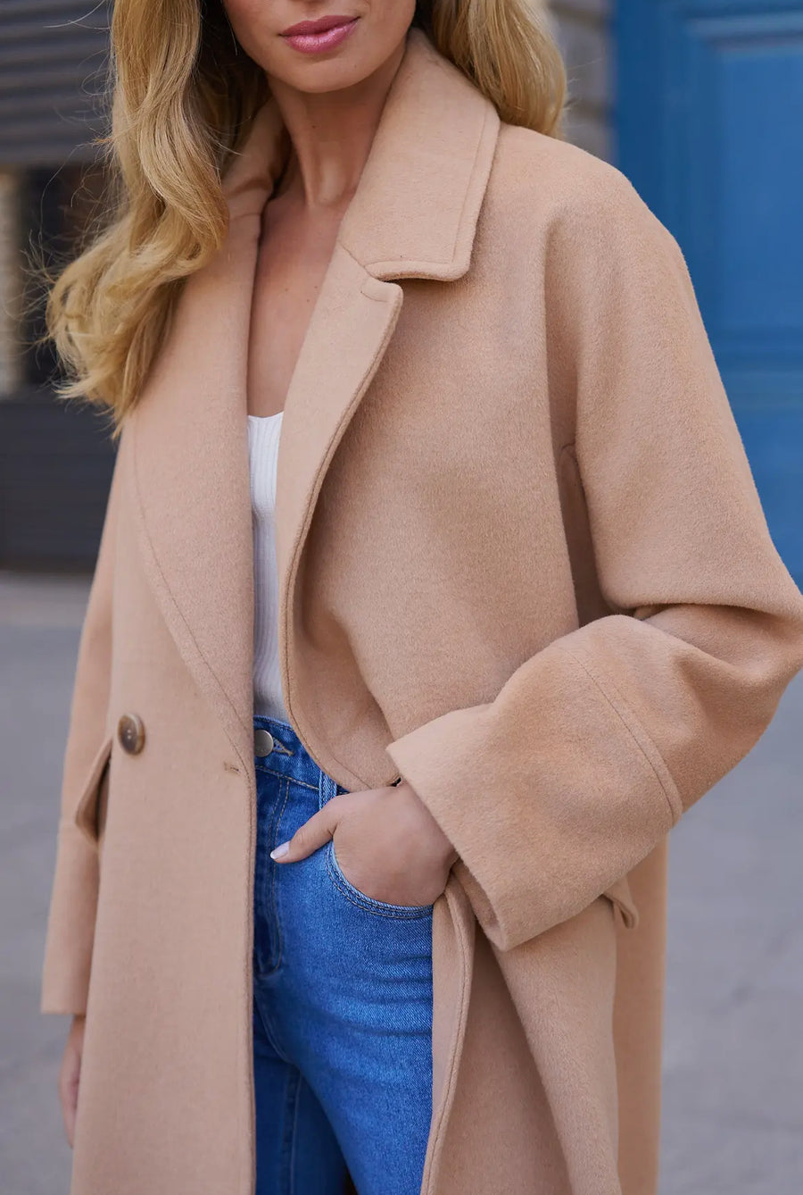 Plain Oversized Beige Coat - Thepopupshopli