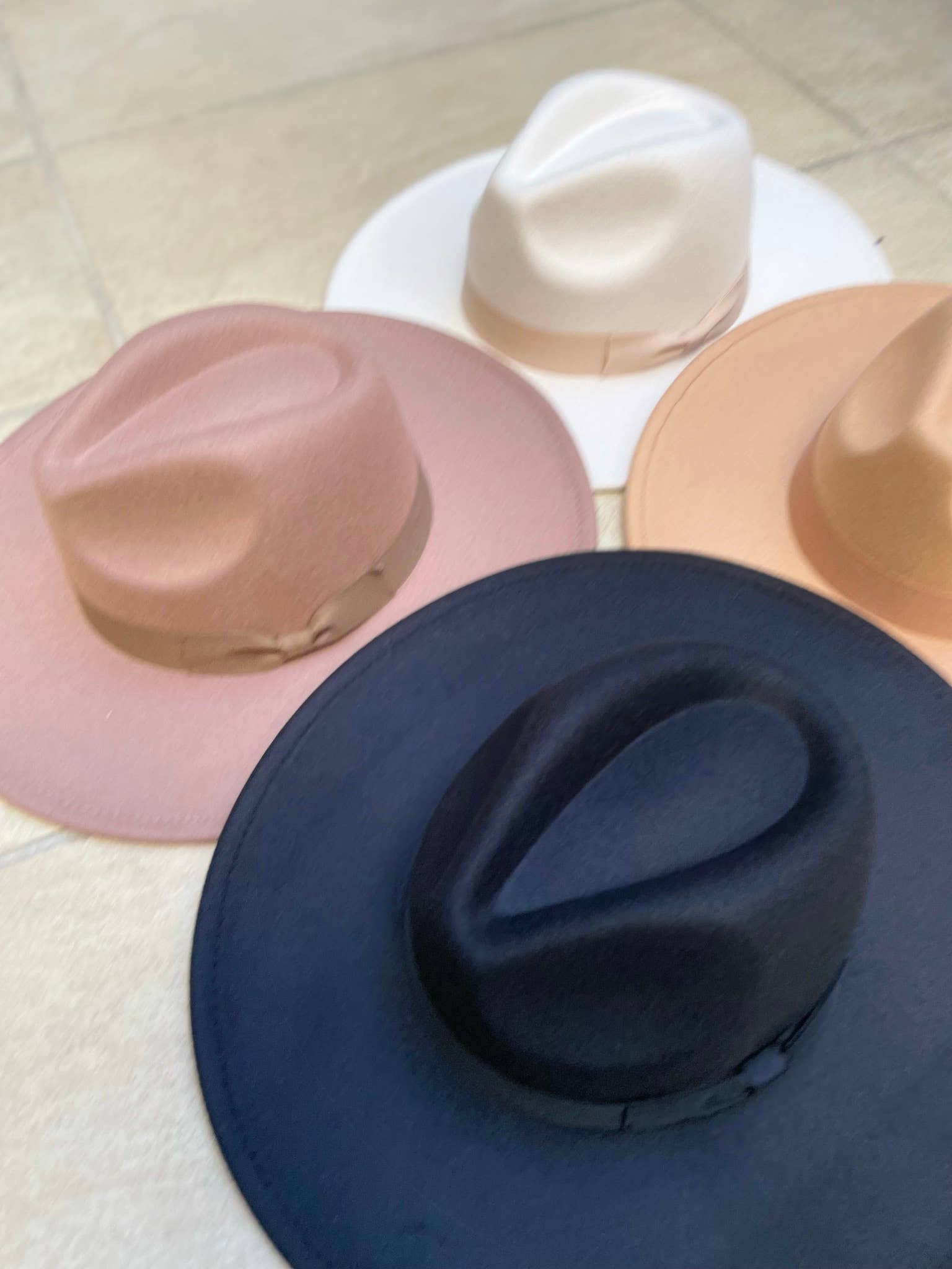 Premium Vegan Felt Fedora Hat Wide Brim with Matching Band - Thepopupshopli