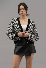 Chevron Print Knit Cardigan - Thepopupshopli