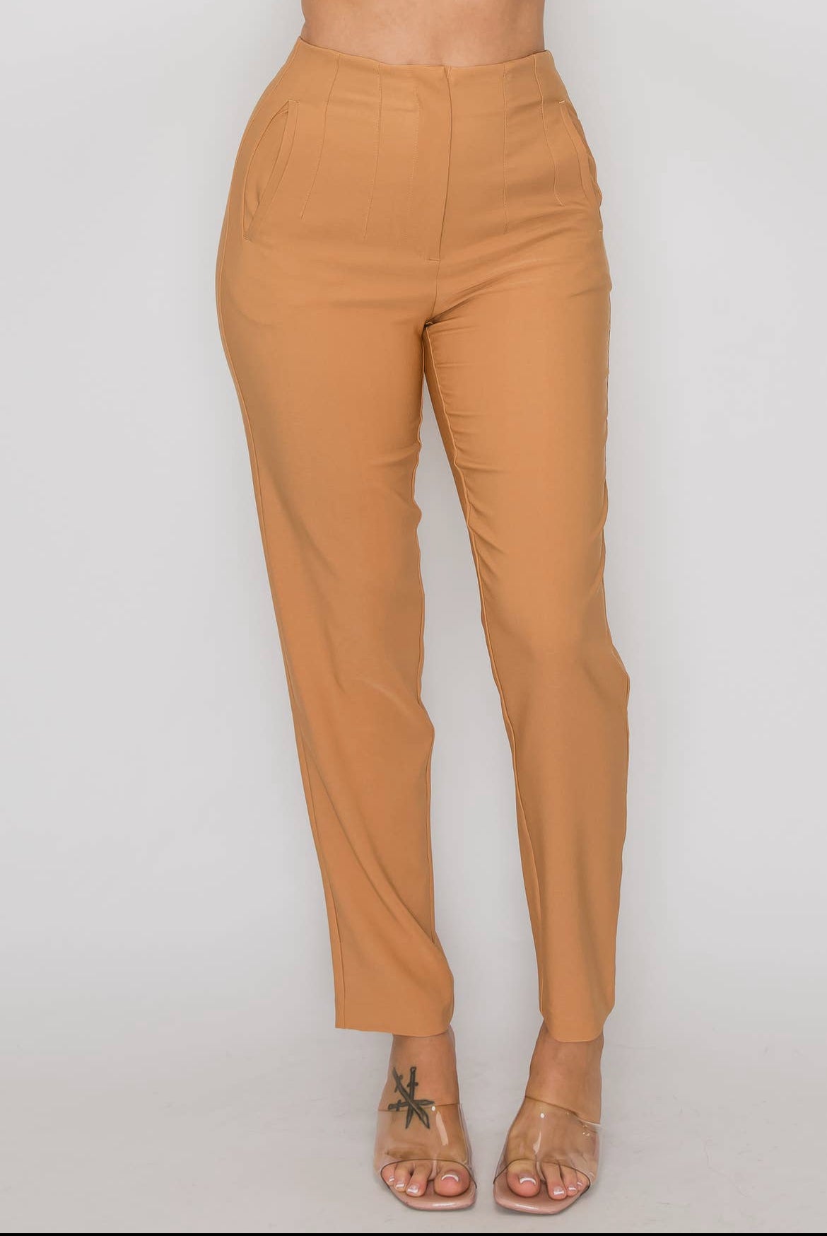 High Waisted Solid Dress Pants with Pockets - Thepopupshopli