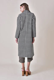 Elegant Long Sleeve Houndstooth Long Coat - Thepopupshopli