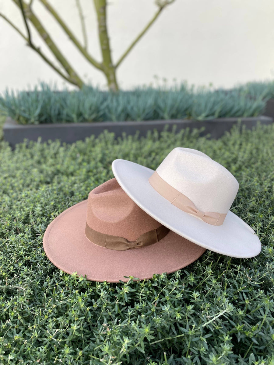 Premium Vegan Felt Fedora Hat Wide Brim with Matching Band - Thepopupshopli