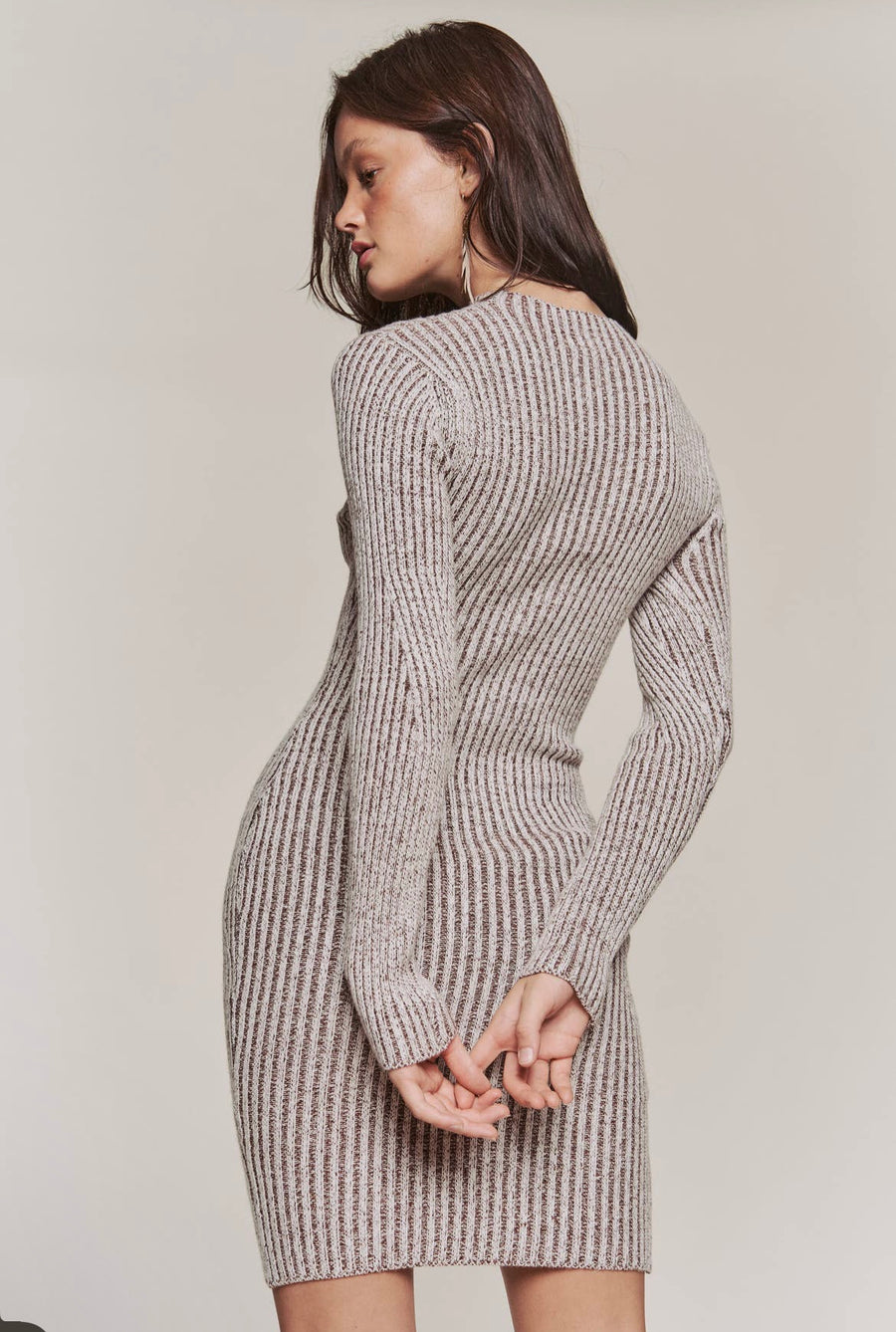 Half Mock Neck Rib Knit Dress - Thepopupshopli