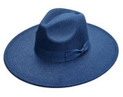 Premium Vegan Felt Fedora Hat Wide Brim with Matching Band - Thepopupshopli