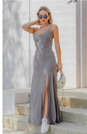 SLEEVELESS SOLID WOVEN MAXI DRESS - Thepopupshopli