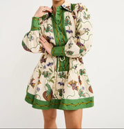 Green Flower Printed Dress - Thepopupshopli