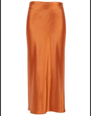 Satin Orange Skirt - Thepopupshopli