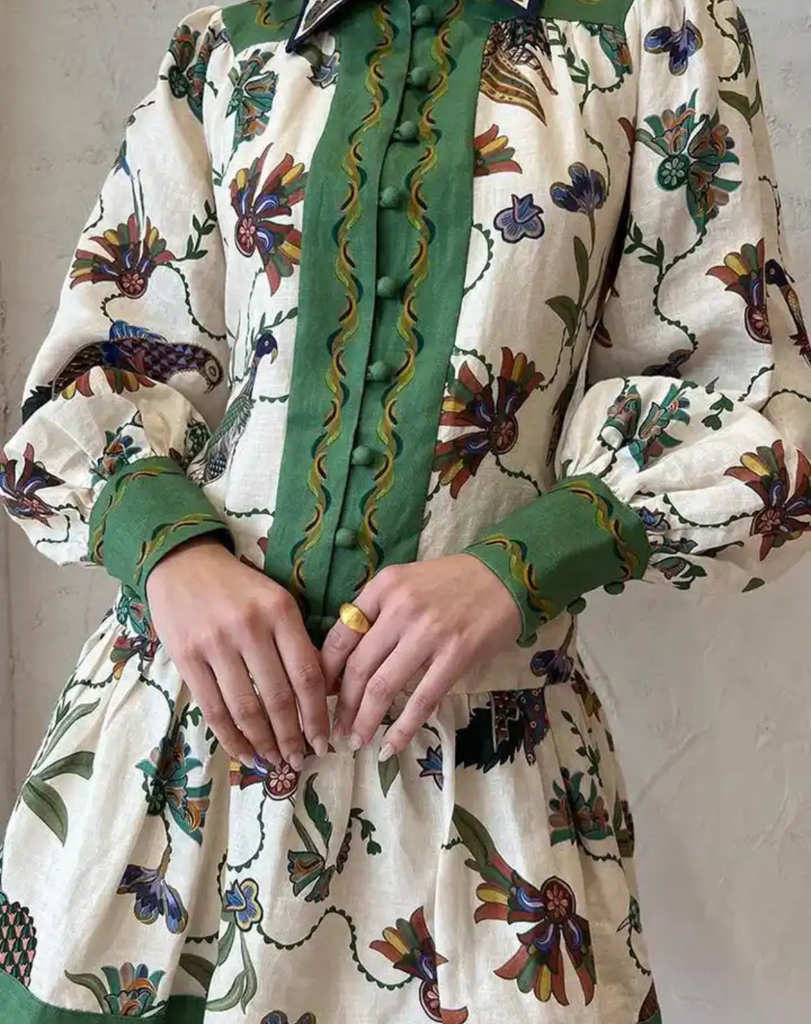 Green Flower Printed Dress - Thepopupshopli