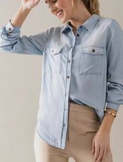 Chambray Button Down Shirt - Thepopupshopli