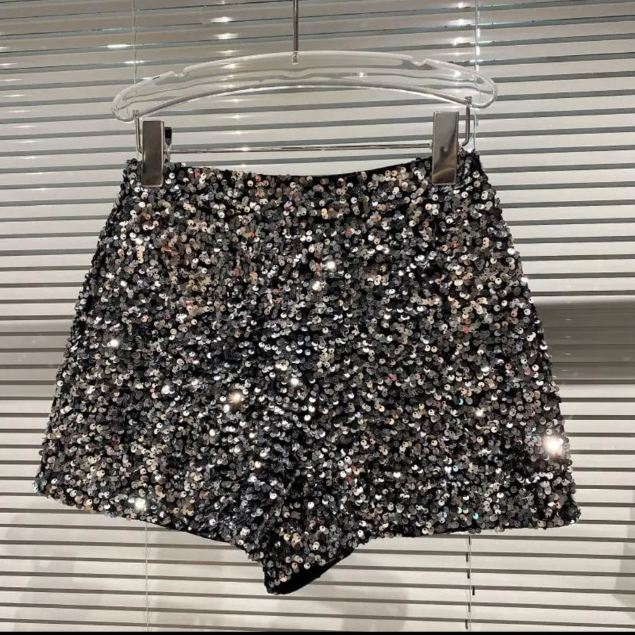 Velvet Sequined Shorts