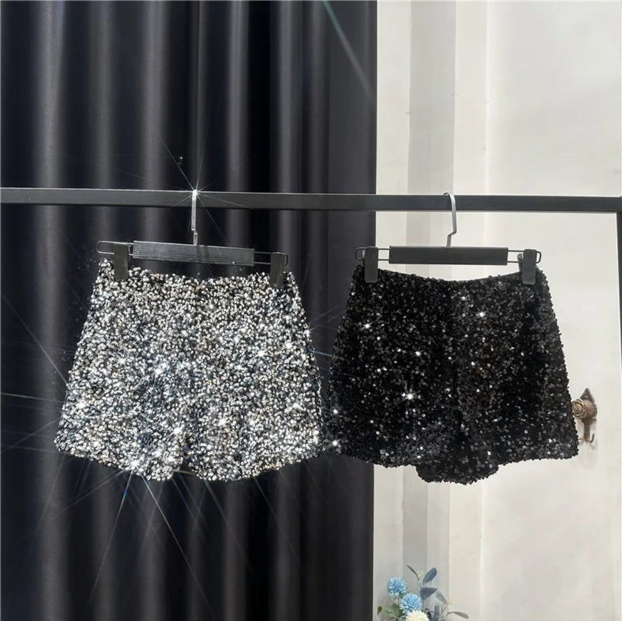 Velvet Sequined Shorts