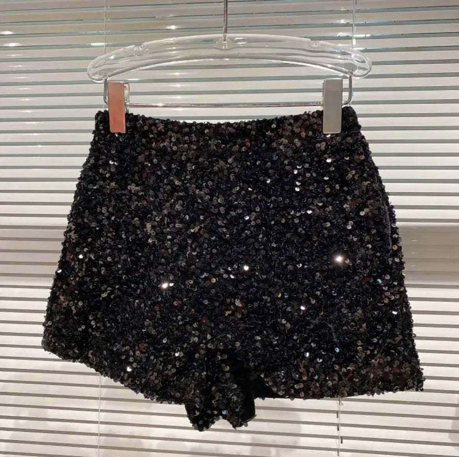 Velvet Sequined Shorts