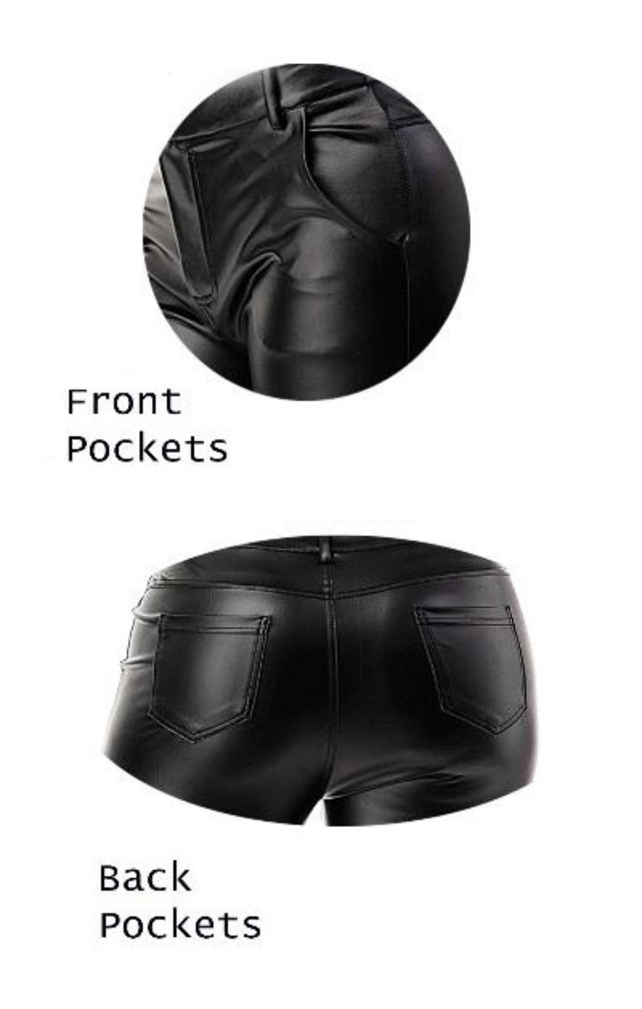 Pu pants with pockets - Thepopupshopli