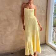 Sleeveless Yellow Dress Women Bodycon Dress