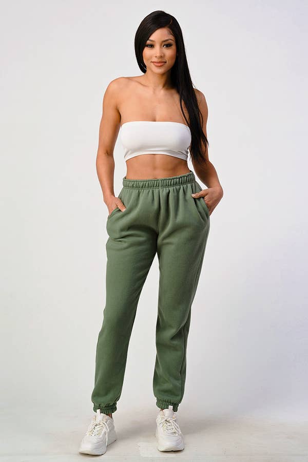 Oversized Solid Pocket Sweat Jogger Pants with Piping