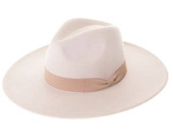 Premium Vegan Felt Fedora Hat Wide Brim with Matching Band - Thepopupshopli