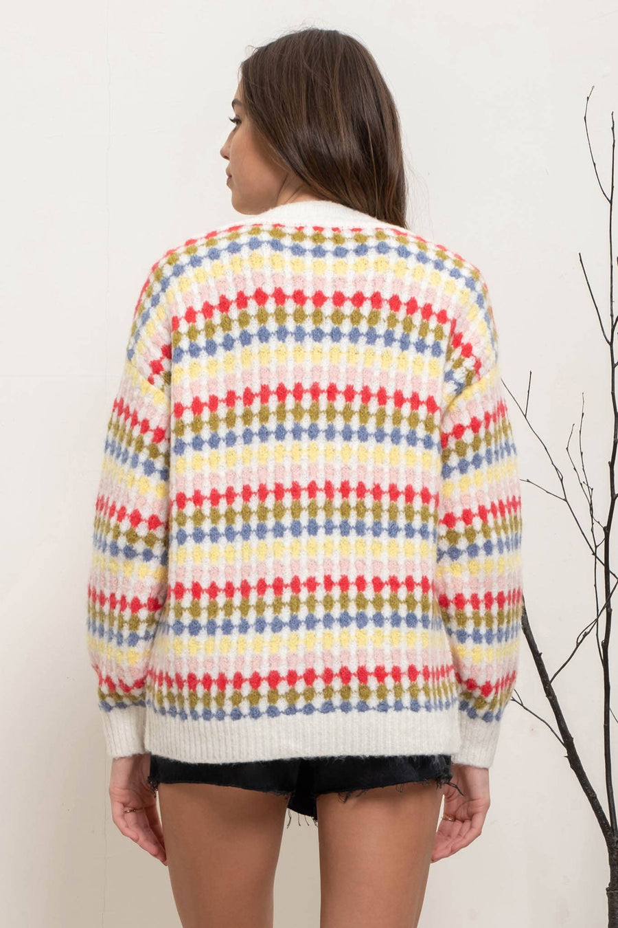 MULTICOLOR BOYFRIEND KNIT CARDIGAN